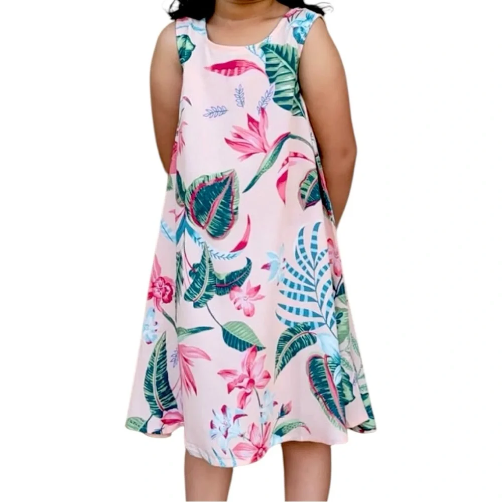 🆕 Old Navy Sleeveless Pink Floral Swing Dress 18-24mo.